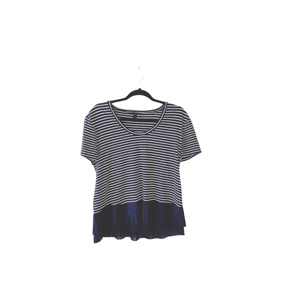 J. Crew Navy 100% Cotton Navy Blue & White Striped Pleated Top Xsmall Women’s - Picture 3 of 12